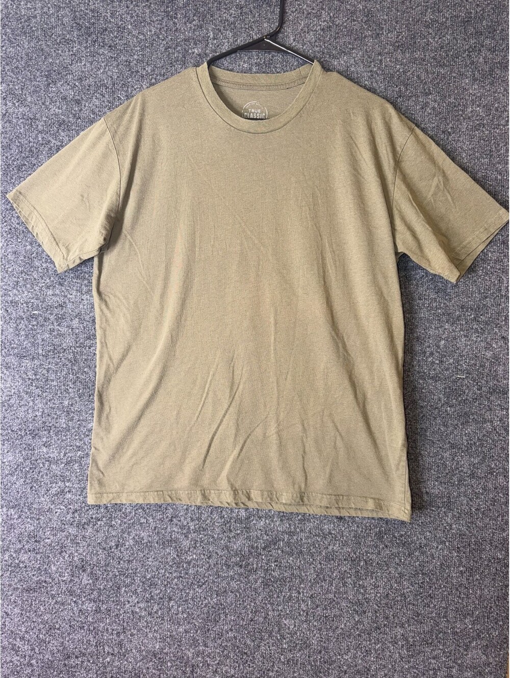 True Classic Tees T Shirt Mens XL Tan Olive Green Solid Short Sleeve Crew Neck
